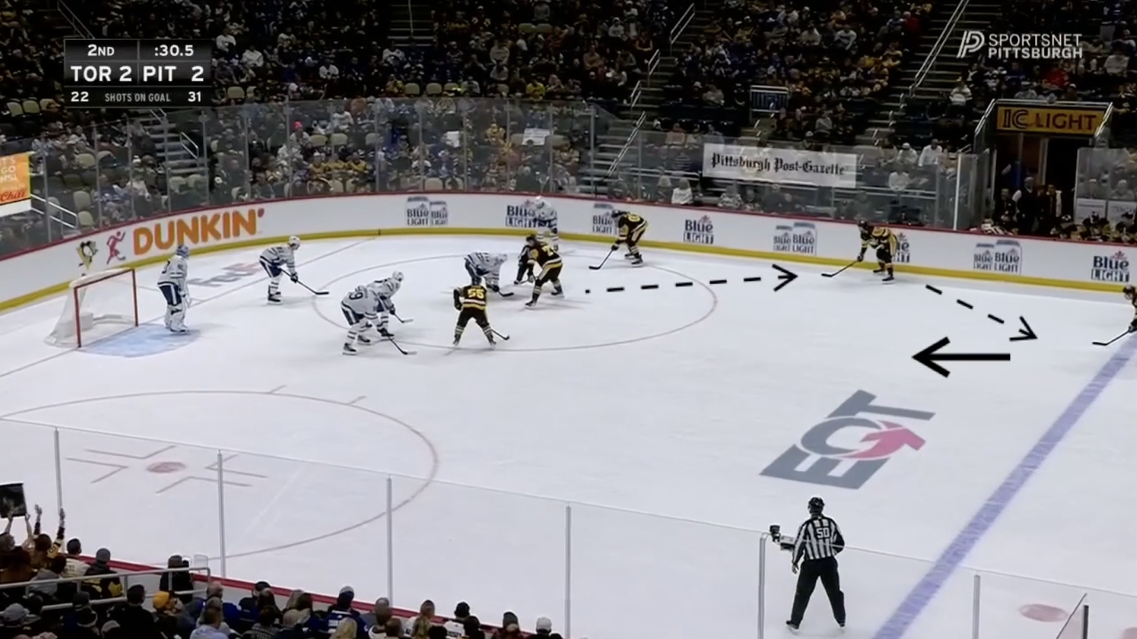 Offensive Zone Faceoff by Penguins - D To D Short